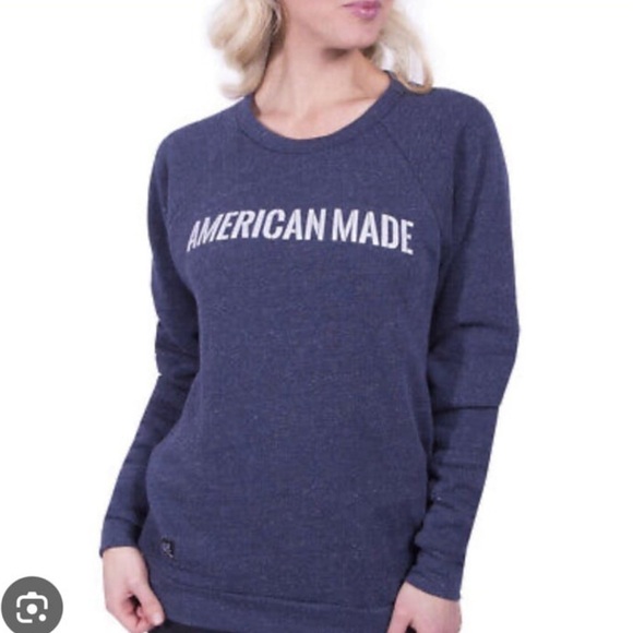 American made navy blue long sleeve crew neck grunt style - Picture 1 of 4